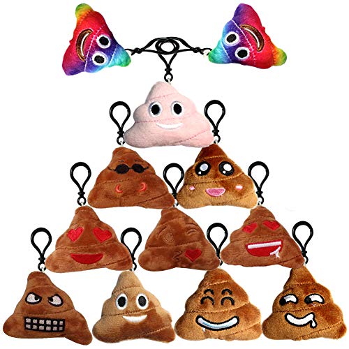 Poop Emoji Keychain Plush Toy Mini Kids' Pillow Set, Emoticon Key Chains Pendant Decoration