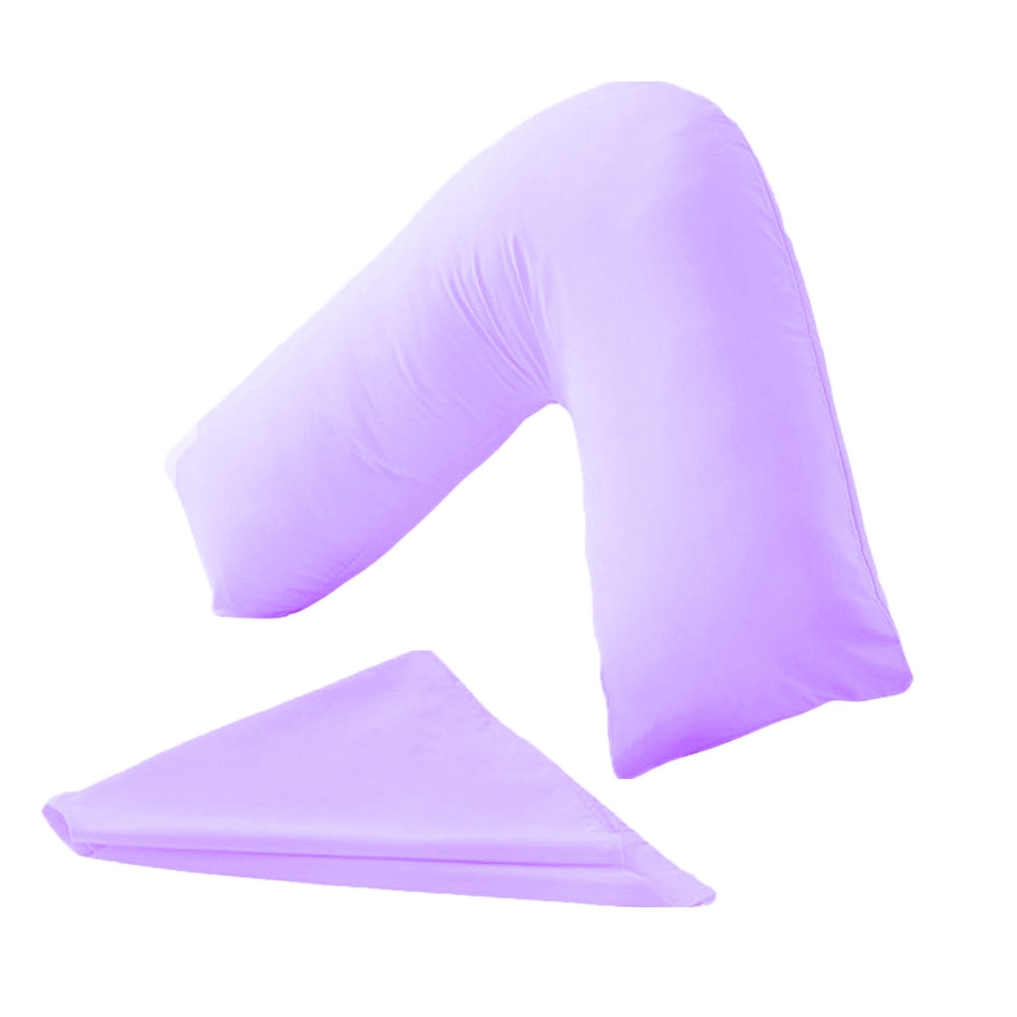NURBAY V Shaped Pillowcase cover 100% Polycotton V pillow case cover - Neck & Back Support Orthopaedic Pregnancy Nursing V shape Pillow case cover only - Envelope Closure (Lilac)