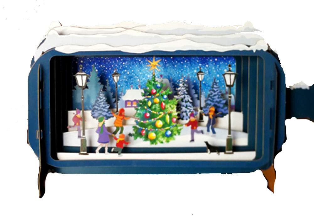 Amazing 3D Lazer Cut Christmas Greeting Card - Christmas Tree in Street