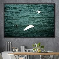 Framed Canvas Wall Art Flying Together Birds Farmhouse/Country Group Group Multicolor Photography Realism Relax/Calm Warm - 16x24 inches