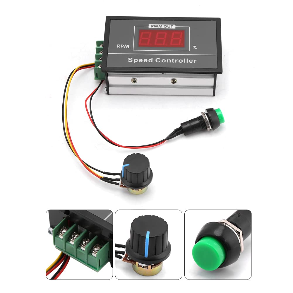 Speed Controller, DC 6-60V 12V 24V 36V 48V 30A PWM DC Motor Speed Controller, PWM DC Stepless Speed Controller, with Momentary Start/Stop Switch/Speed Control Potentiometer