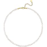 Natural Freshwater Baroque Pearl Necklace 14K Gold Plated Dainty Choker Necklace for Women Girls Snake Chain/Cuban Link/Paperclip/Ball Beaded Chain/Tennis Chain Fashion Jewelry for Gift
