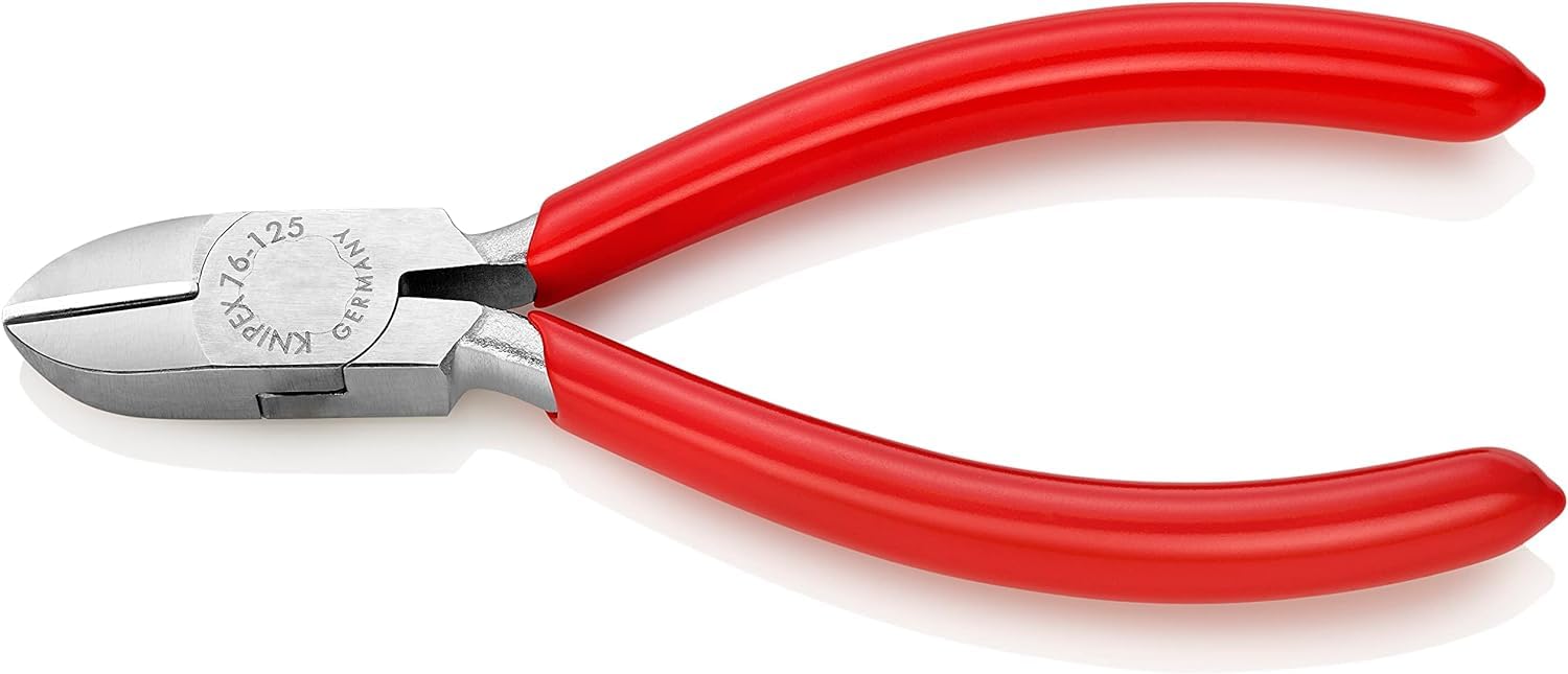 KNIPEX Diagonal Cutter for Electromechanics Chrome-Plated with Plastic Coating 125 mm, 76 03 125