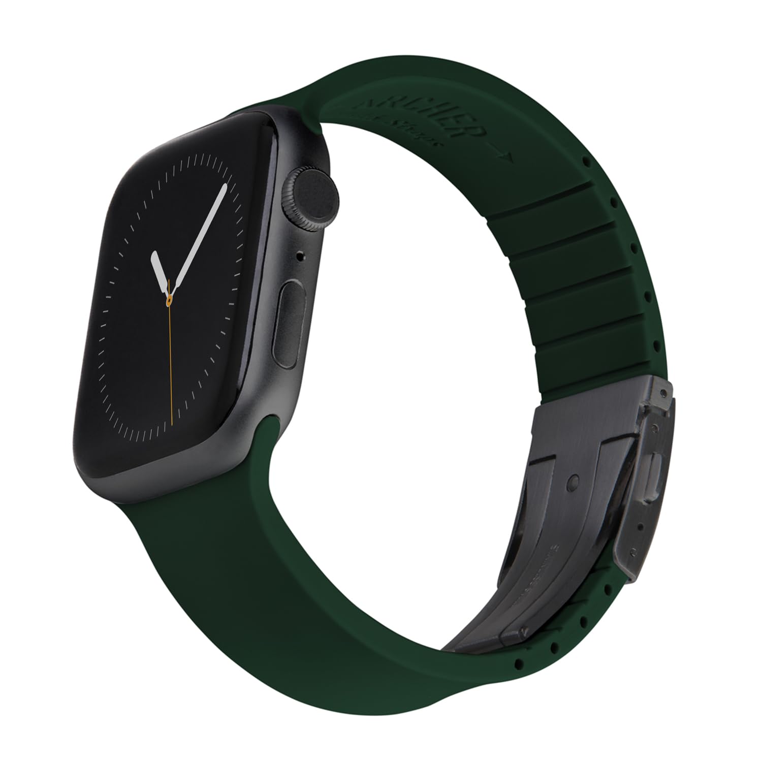 Archer Watch Straps - Custom Fit Silicone Straps for Apple Watch (British Racing Green, Gray Clasp, 40/41/42mm) — image 1