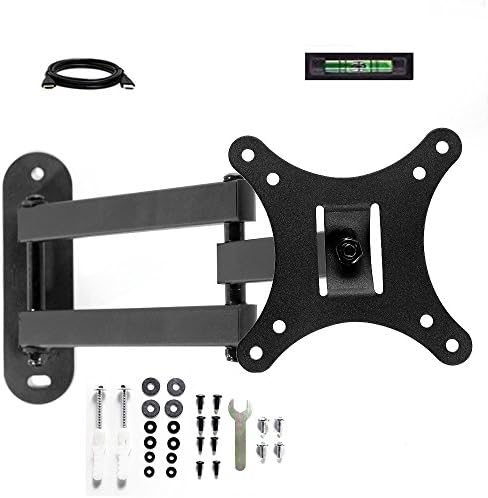 Articulating Tilt Swivel Extend Full Motion Corner LCD LED TV Wall Mount Bracket with HDMI Cable(Black, 12-24 Inches TV Display)