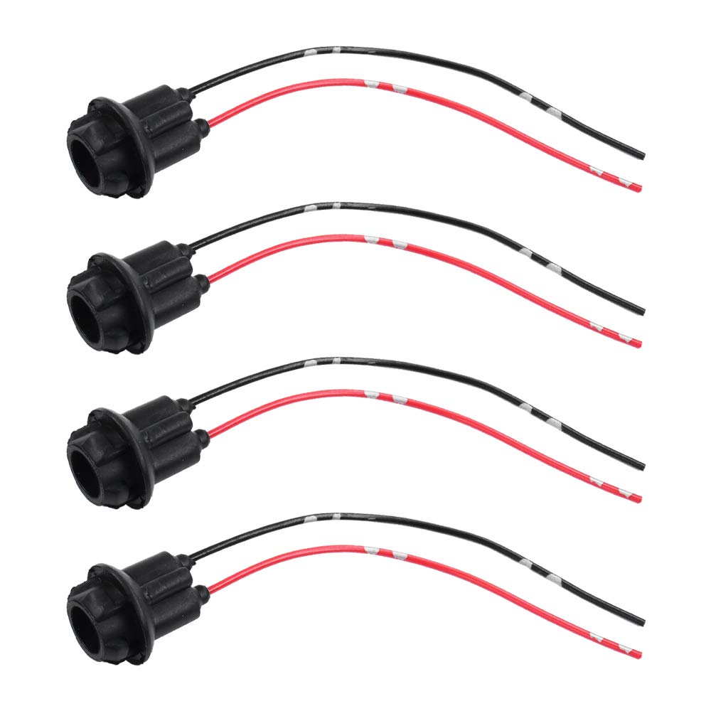 YUNPINGCAR T10 194 W5W LED Bulb Adapter Wire Harness Female Sockets Extension Connector for Brake Reversing Turn Signal Light 4PCS