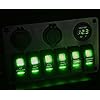 Proelectric-Green-LED-Light-1-Waterproof-MarineBoat-Car-Switch-Panel-6-Gang-USB-Charger-Voltage-Indicator-Power-Socket-5-pin-On-Off-Rocker-Switch