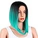AISI HAIR Short Straight Hair Bob Wig Synthetic Black Middle Part Wig 14R4.07 Bob Wigs