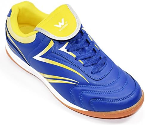 Walstar Mens Indoor Soccer Cleats Sneakers Shoes (MEN, Blue/Yellow)