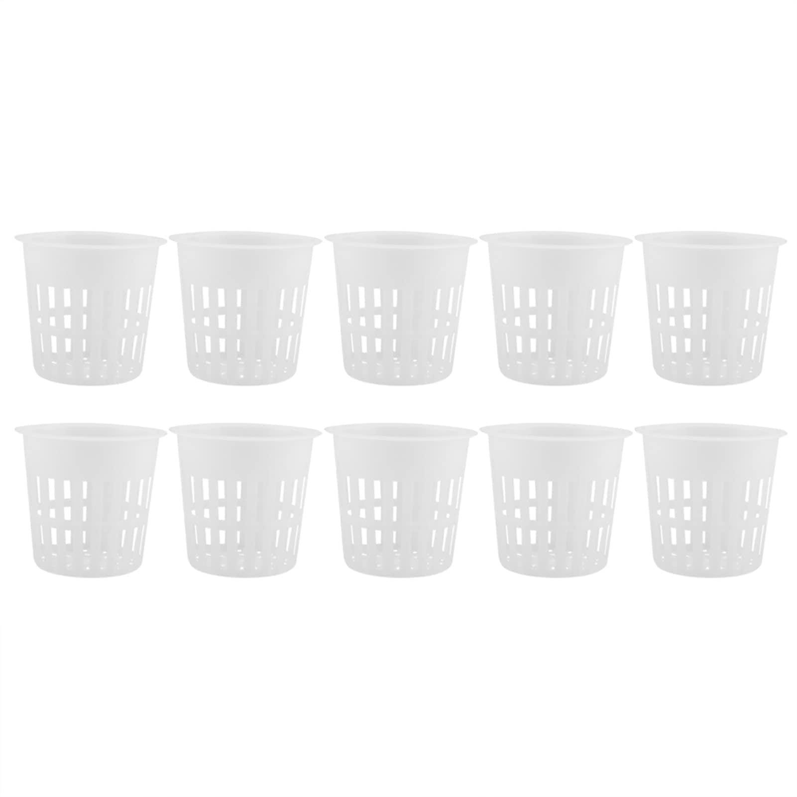 10pcs/Set Garden Net Cups Pots Plastic Plant Nursery Germination Pots Bucket Basket for Hydroponics Garden Balcony Planting(White)