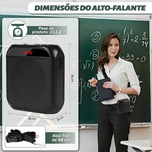 Professores de Amplificador de Voz, Sistema de PA Portátil com Fone de Ouvido de Microfone, Conjunto de Mini Amplificador de Voz Portátil, Microfone Professor