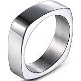 Jude Jewelers Stainless Steel Square Shaped Classic Simple Plain Wedding Band Ring
