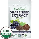 Biofinest Grape Seed Extract Powder - 100% Pure Freeze-Dried Antioxidants Superfood - USDA Organic Vegan Raw Non-GMO - Boost Immunity Skin Health - for Smoothie Beverage Blend (4 oz Resealable Bag)