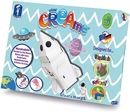 Feuchtmann Spielwaren 634.7103 KLECKSi CREAme rocket made of cardboard for painting and decorating, approx. 47 x 47 x 76 cm, colourful