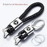 Gaocar Auto Parts 2Pcs Genuine Leather Car Logo Keychain for Mercedes-Benz Key Chain Accessories Keyring with Logo Family Present Fit Man and Woman (Mercedes-Benz)
