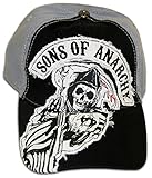 SOA Sons of Anarchy Two Color Fitted Black Baseball Cap Hat (Adult Medium/Large)