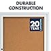 Quartet Cork Bulletin Board, 2 Glass Doors, Enclosed, 4' x 3', Outdoor Message Board, Aluminum Frame (2124)