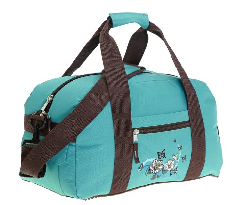 ELEPHANT Sporttasche Schulsporttasche 47 cm mit Schuhfach Schulsport Tasche Flower BUTTERFLY TÜRKIS
