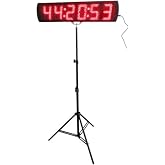 BESTLED Red Color Portable 5 Inch LED Race Timing Clock for Running Events LED Countdown/up Timer Digital Marathon Race Clock with Tripod