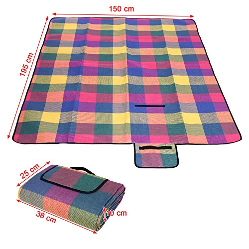 Songmics 195 x 150 cm Picknickdecke Campingdecke wärmeisoliert wasserdicht mit Tragegriff GCM50K – Bild 4