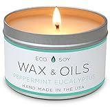 Scented Candles (Peppermint Eucalyptus) Soy Wax Aromatherapy Candles - 8oz - Made in USA