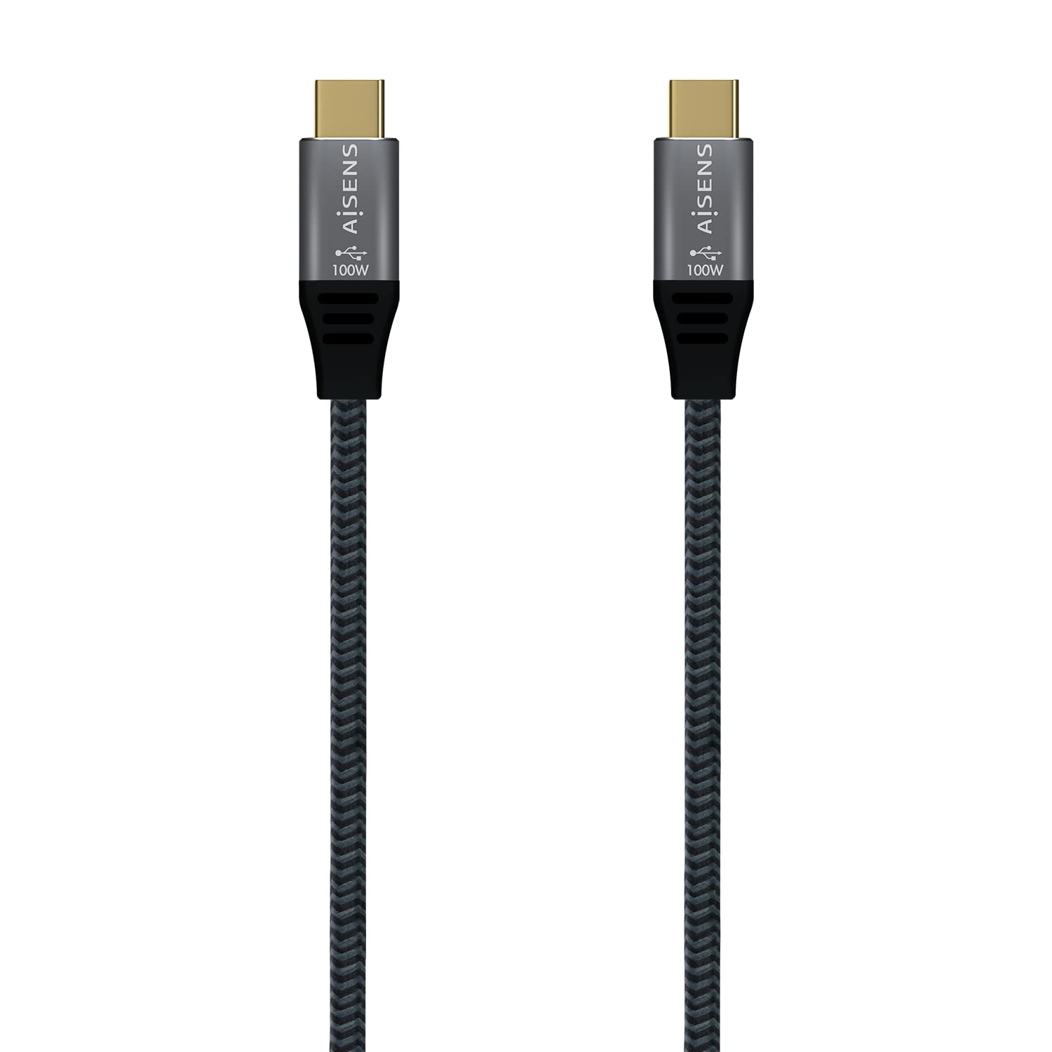 AISENS USB 3.2 Gen2X2 Cable Aluminium 20Gbps 5A 100W E-Mark, Type USB-C/M-USB-C/M, Grey, 2.0M