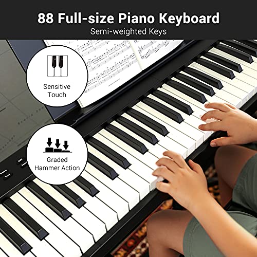 Ingbelle 88Key Digital Piano Keyboard with Bluetooth, Foldable