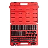 Sunex 2569, 1/2" Drive Master Impact Socket Set, 43Piece, Metric, 9mm - 30mm, Standard/Deep, Cr-Mo Alloy Steel, Radius Corner Design, Heavy Duty Storage Case, Universal Joint & Impact Extensions