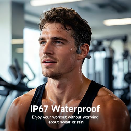Bone Conduction Bluetooth 6.0 Earphones, IPX6 Wireless Bone Headset | Bone Conduction Open Ear Headphones with Mic,Open Ear Sport Earphones for Running, Cycling and Fitness