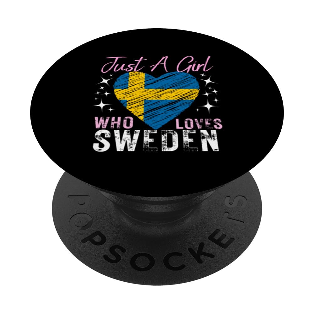 Sweden Just A Girl Who Loves Sweden Heart Flag for Girls PopSockets Swappable PopGrip