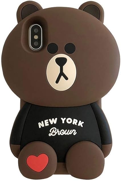 Amazon 可愛らしいシリコン製ブラウンiphoneケース 熊ちゃん携帯ケース Newyoreクマ携帯ケース スマホケース シリコン製 Iphonexsmax 濃い茶色 修理パーツ 通販