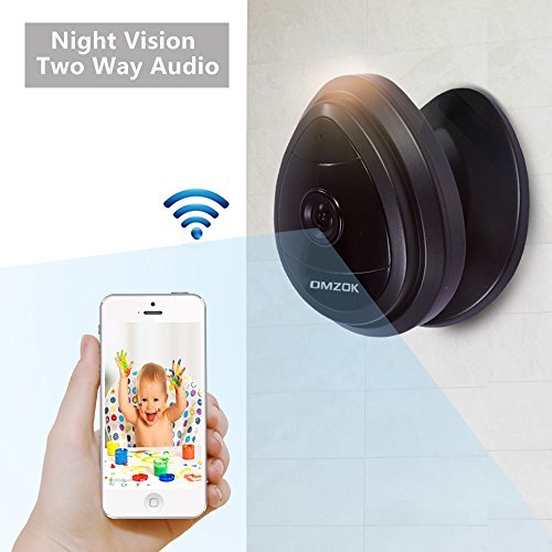 DMZOK WiFi Camera, Wireless Security IP Camera, Nanny Cam, HD 720P Home Security Camera with Night Vision Two Way Audio Motion Detection (Black)