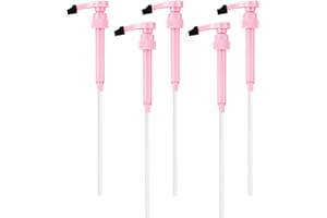 Patelai 5 Pcs Pink Syrup Pump with Tip Cover Bottle for No Spill Flavored Skinny Blueberry Coffee Syrup Pump Dispenser Fits 750ml Bottles for Vanilla Caramel Chocolate Coconut Sauce
