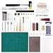 44 PCs Leathercraft Basic Tools Kit Leather Punch Hand Sewing Tool Set Groover Stitching Kits Needle Knife Line Rivet Aw