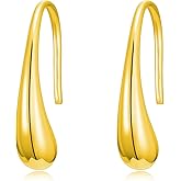 18K Solid Gold Teardrop Drops Earrings for Women, Dainty Yellow Gold Droplet Earrings Simple Hook Earrings Jewelry Anniversary Birthday Gift