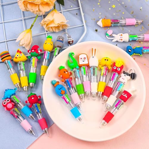 20Pcs Mini Multicolor Pens in One 4-in-1 Cute Pens Bulk for Kids,Assorted Styles Ballpoint Pen for Office School Student Kids Present,Birthdays and Children's Party Favors Gifts,Teacher School Supplie