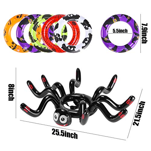 GROBRO7 11Pcs Halloween Inflatables Spider Hat Ring Toss Game Halloween Outdoor Party Favor Family Games Inflatable Toy Games Spider PVC Toys Multiplayer Games for Kids Adult