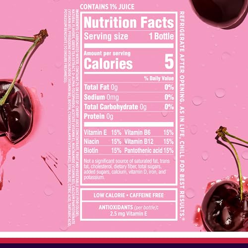 SPARKLING ICE, BLACK CHERRY SPARKLING WATER, ZERO SUGAR FLAVORED WATER, WITH VITAMINS AND ANTIOXIDANTS, LOW CALORIE BEVERAGE, 17 FL OZ BOTTLES (PACK OF 12)
