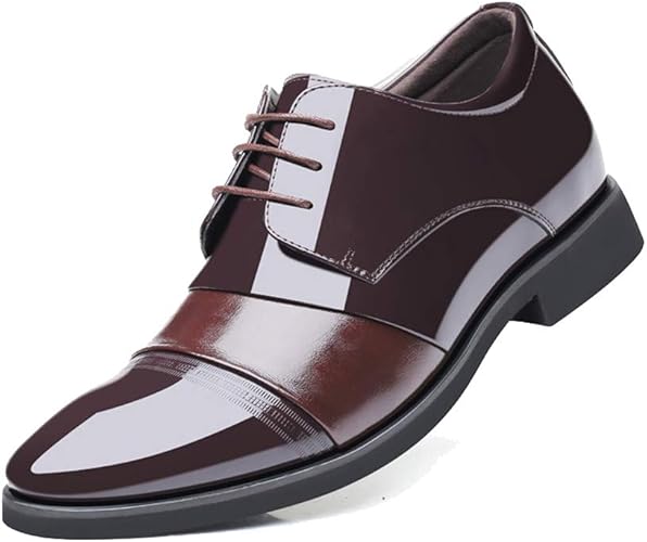 Amazon ハニーストア ビジネスシューズ メンズ 革靴 6 身長アップ シークレットシューズ 紳士靴 本革 ストレートチップ レースアップ ワイン Honeystore ハニーストア ビジネスシューズ