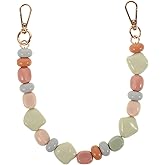 Lurrose Acrylic Beaded Purse Handle, Imitation Gemstone Decorative Bag Chain Beaded Short Handbag Grip Handle Replacement Purse Strap Extender