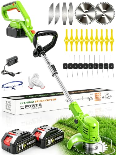 21V Cordless Weed Wacker, 2 X 2.0Ah Battery Powered Weed Eater