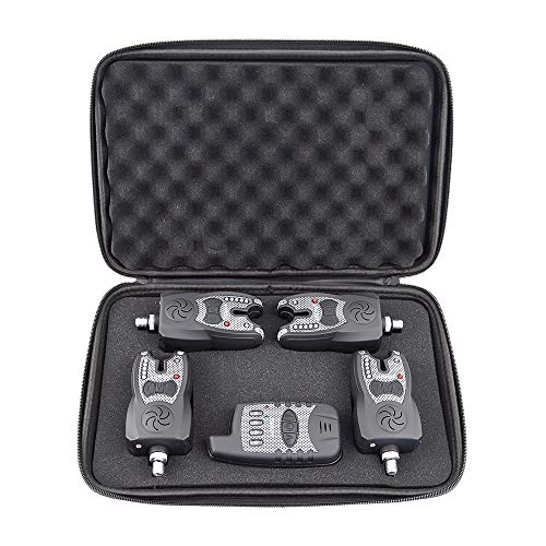 Hirisi Tackle Ensemble De Pêche à La Carpe Système D’alarme Sans Fil Avec Récepteur Et 1 + 4 bandes Lumineuses Led