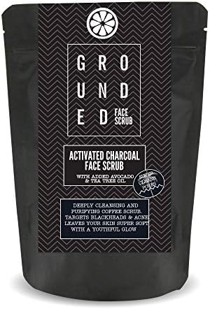 ★ Activated Charcoal Blackhead Removing Face Scrub By Grounded. Targets Acne, Breakouts and Oily Skin. Made in The Uk, Cruelty Free & 100% Natural Ingredients