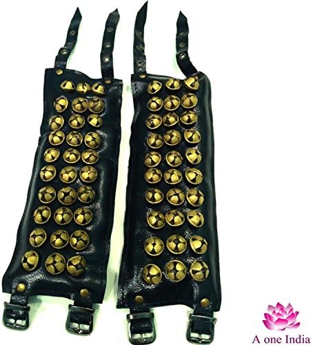 Aone India 3 Line Black Leather Pad Ghungroo