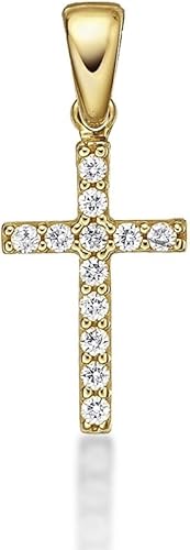 Diamond Treats Gold Kreuz Anhänger Set Mit Zirkonia. Kleine Luxuriöse