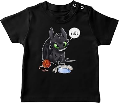 Okiwoki T Shirt Bebe Noir Parodie Dragons Krokmou Apres Le Poisson Chat Le Dragon Chat T Shirt De Qualite Superieure Imprime En France Amazon Fr Vetements Et Accessoires
