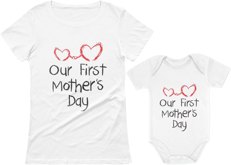 TstarsOur First Mothers Day Baby Outfit Matching Gifts - Mommy and Me Matching Outfits - First Time Mommy Mothers Day Gift