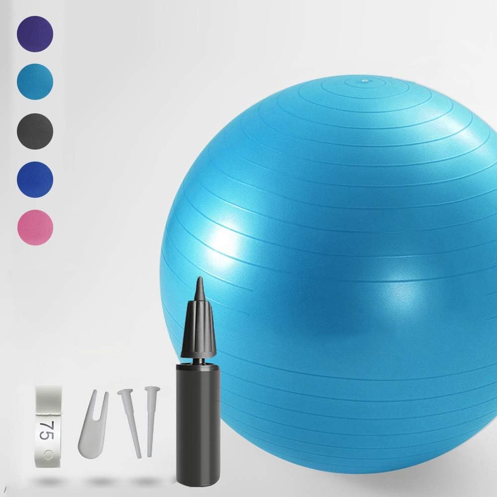 Wing Exercise Ball 55cm/ 65cm /75cm Yoga Ball Chairs for The Office and Home Pilates Ball for Physical Therapy, Birthing, Stretching and Core Fitness, Anti-Burst Heavy Duty Stability Light blue-65cm