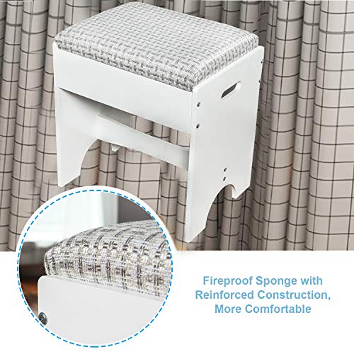 BAHOM Vanity Makeup Table Set with Mirror and Stool, Dressing Table for Girls/Women, Bedroom, White