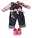 Gotz Denim Overalls with Flower Print Blouse, Matching Belt & Shoes for 18 to 19.5